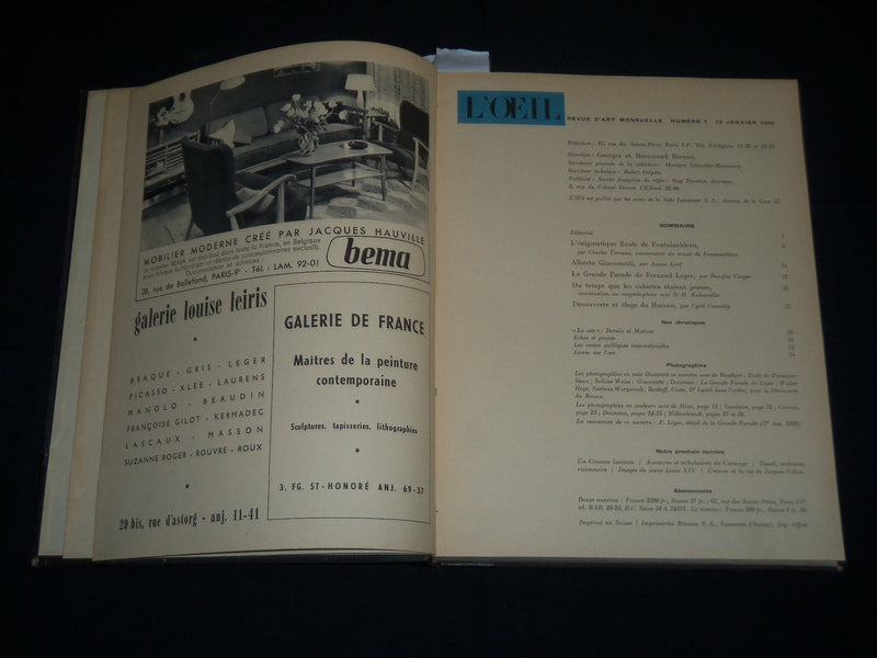 1955 JANUARY-JUNE L'OEIL REVUE D'ART MAGAZINE BOUND VOLUME - FRENCH - KD 5408