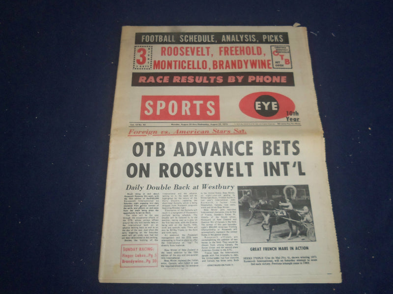 1973 AUG 20-22 SPORTS EYE NEWSPAPER - OTB ADVANCE BETS ON ROOSEVELT - NP 5599
