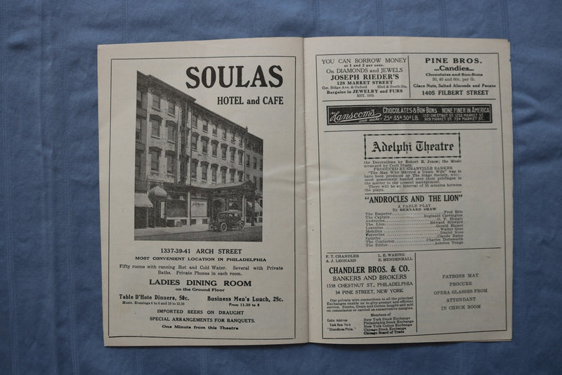 1916 LYRIC & ADELPHI THEATRES PROGRAM - LOT OF 2 - K 2735