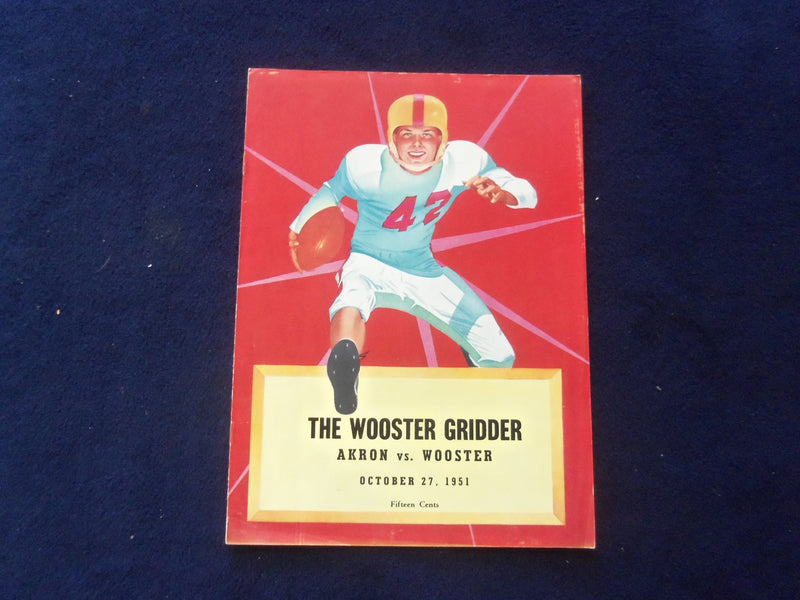 1951 OCTOBER 27 HIGH SCHOOL FOOTBALL PROGRAM - AKRON VS. WOOSTER - J 8450