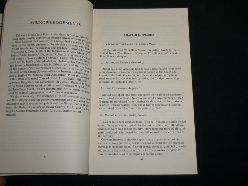 1970 FIREARMS AND VIOLENCE IN AMERICAN LIFE SOFTCOVER BOOK BY NEWTON - KD 7045