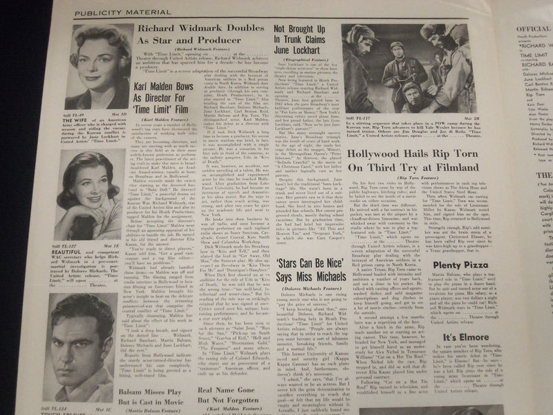1957 TIME LIMIT MOVIE PRESS BOOK STARRING RICHARD WIDMARK & R. BASEHART - P 15