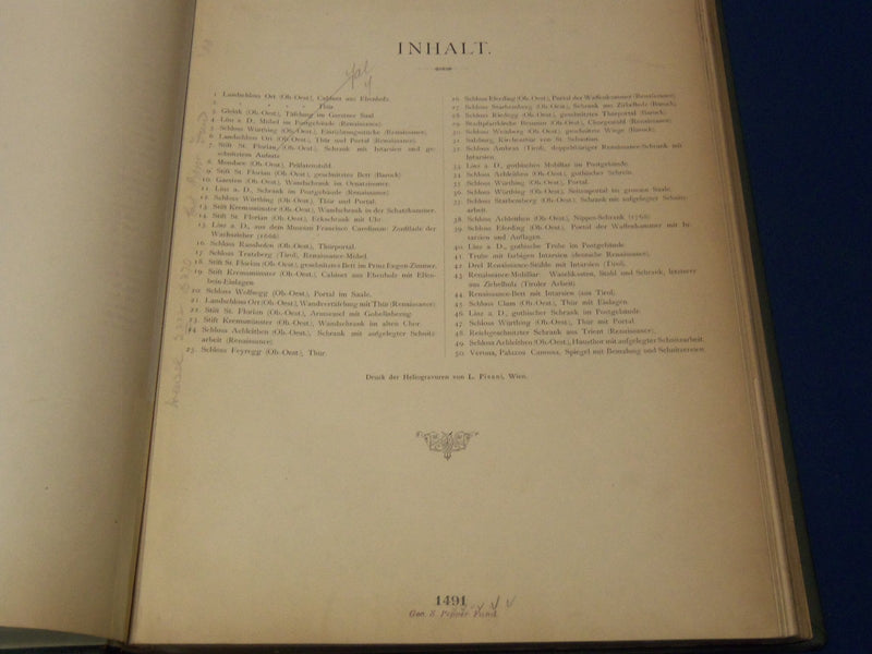 1896 ALTE ORIGINAL - MOEBEL VOLUME BY OTTO SCHMIDT - FURNITURE - PLATES - Z 198