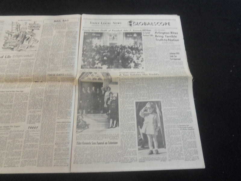 1963 NOV 26 DAILY LOCAL NEWS NEWSPAPER - ETERNAL FLAME HONORS J.F.K. - NP 5801