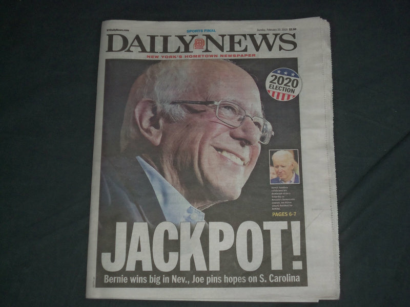 2020 FEBRUARY 23 NEW YORK DAILY NEWS NEWSPAPER - SANDERS WINS NEVADA PRIMARY