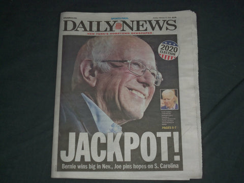 2020 FEBRUARY 23 NEW YORK DAILY NEWS NEWSPAPER - SANDERS WINS NEVADA PRIMARY