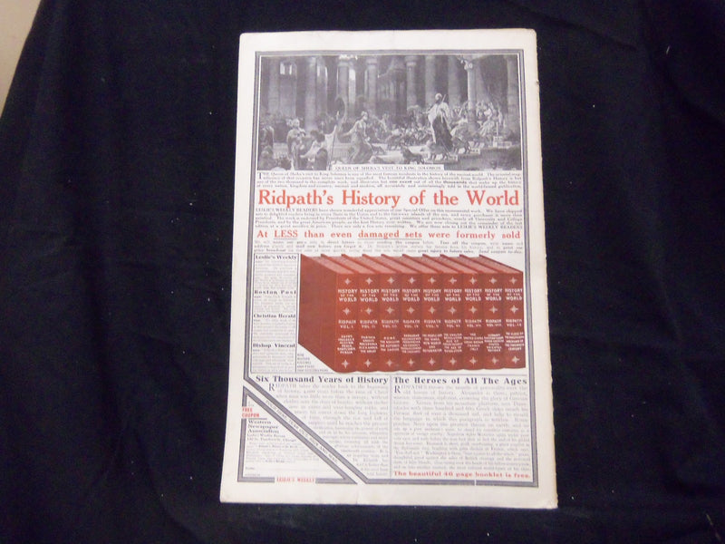 1914 AUGUST 6 LESLIE'S WEEKLY MAGAZINE - GREAT PHOTOS & ADS - ST 1287