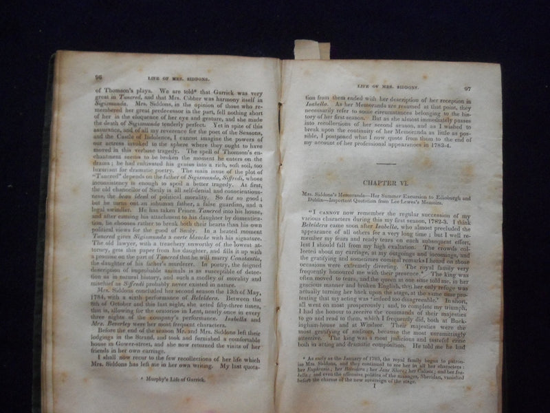 1834 LIFE OF MRS. SIDDONS HARDCOVER BOOK BY THOMAS CAMPBELL - KD 8648
