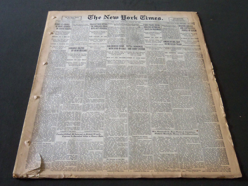 1927 AUGUST 25 NEW YORK TIMES - BOKANOWSKI DOWN WITH BYRD IN GALE - NT 6365