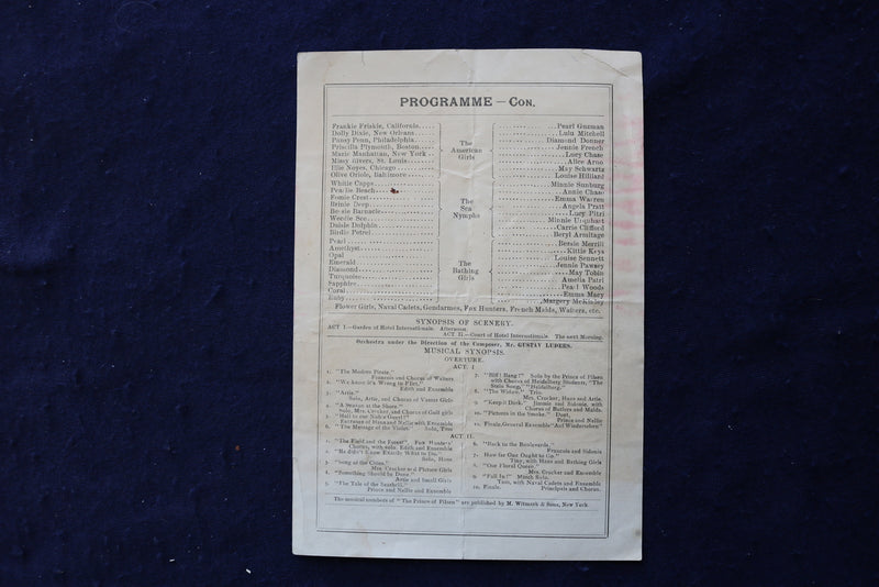1902 MAY 20 THE PRINCE OF PILSEN PROGRAMME - BOSTON - K 1694