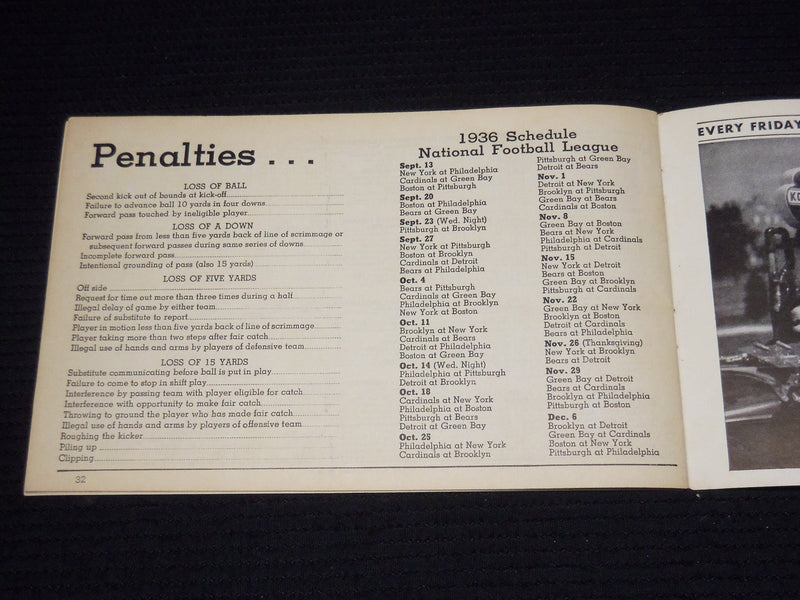 1936 GRANTLAND RICE'S CITIES SERVICE FOOTBALL GUIDE - SOFTCOVER - K 640