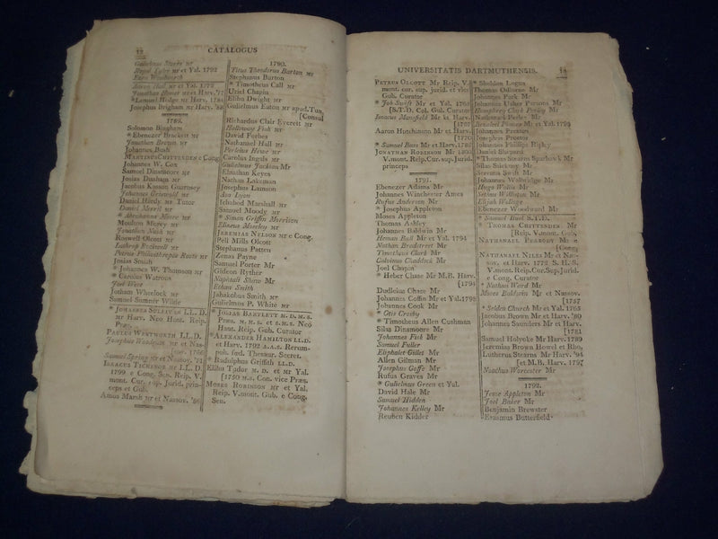 1807 UNIVERSITATE DARTMUTHENSI CATALOGUS - J 4708