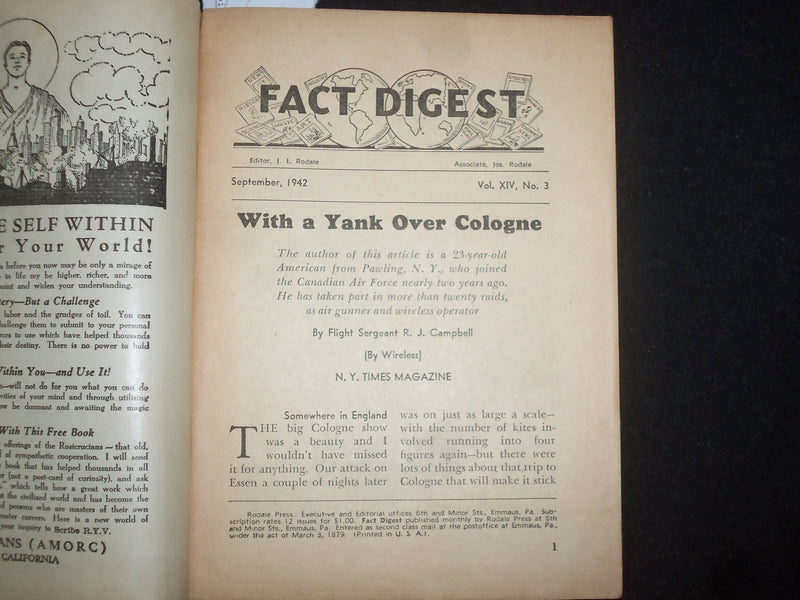 1942 SEPTEMBER FACT DIGEST MAGAZINE - ENTERTAINING/INSTRUCTIVE ARTICLES - J 9991