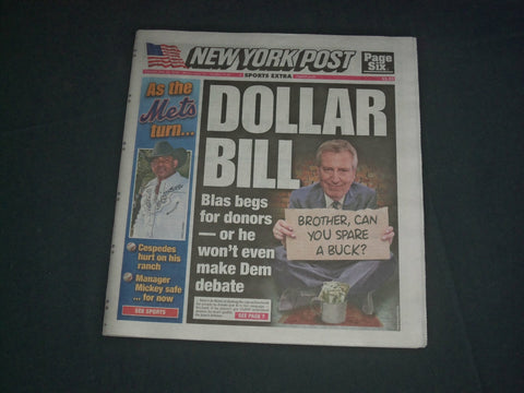 2019 MAY 21 NEW YORK POST NEWSPAPER - DEBLASIO BEGS FOR $1 DONATIONS FOR DEBATES