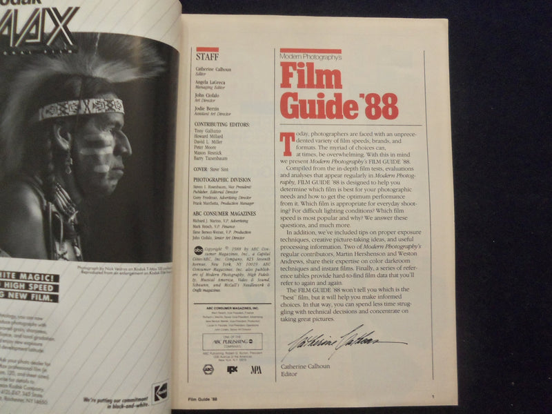 1988 MODERN PHOTOGRAPHY'S FILM GUIDE '88 MAGAZINE - SP 1534F