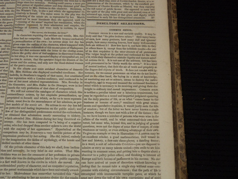 1829-1830 NEW YORK MIRROR AND LADIES GAZETTE BOUND VOLUME NO. 7 - KD 4675K