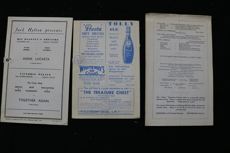 1947-1949 LONDON THEATRE PROGRAMS - LOT OF 22 - K 1822