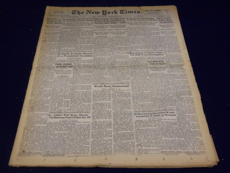 1946 DEC 29 NEW YORK TIMES - TWA LINER CRASH IN IRELAND KILLS 12 - NT 2239