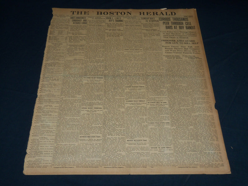 1910 JUNE 27 THE BOSTON HERALD NEWSPAPER- JOHN L. LIKES JEFF'S TRAINING - BH 342