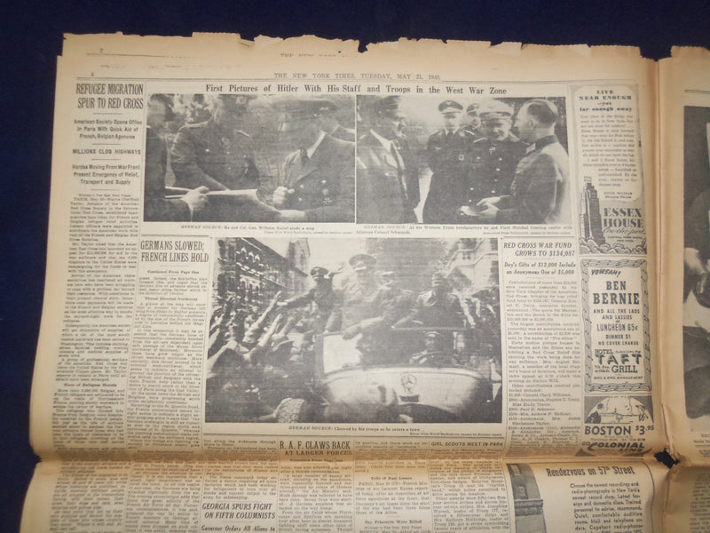 1940 MAY 21 NEW YORK TIMES - NAZIS AT PERONNE IN DRIVE TOWARD CHANNEL - NP 6494