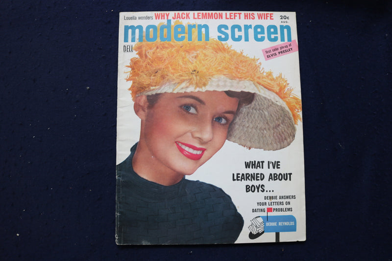 1956 AUGUST MODERN SCREEN MAGAZINE- DEBBIE REYNOLDS COVER-ELVIS PRESLEY- E 17356