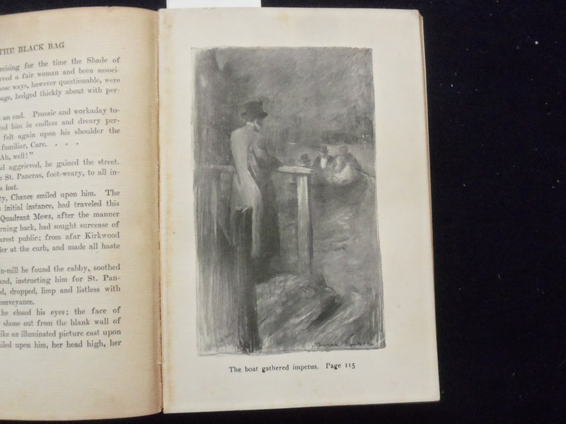1908 THE BLACK BAG HARDCOVER BOOK BY LOUIS JOSEPH VANCE & T. FOGARTY - KD 8406
