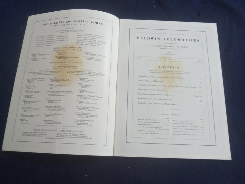 1937 JULY BALDWIN LOCOMOTIVES MAGAZINE - GREAT COVER AND PHOTOS - SP 6482J