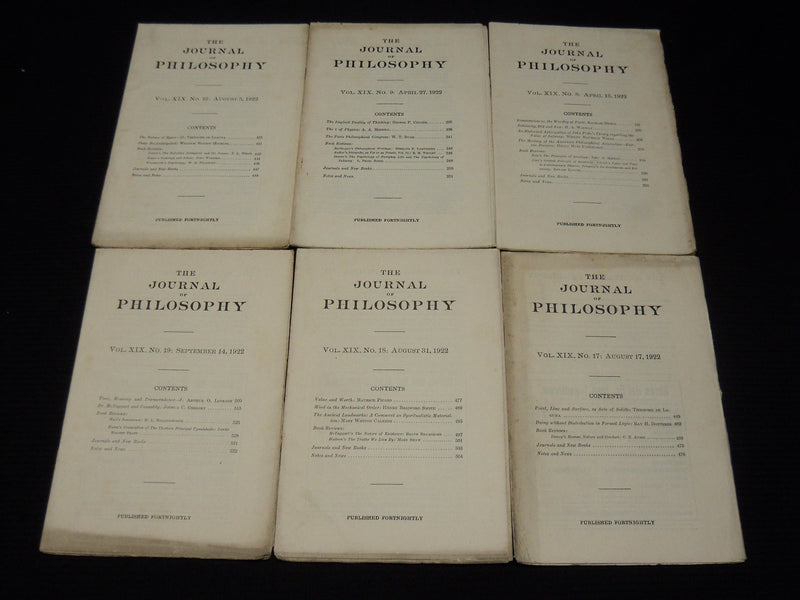 1922 THE JOURNAL OF PHILOSOPHY MAGAZINE LOT OF 18 ISSUES - WR 632C