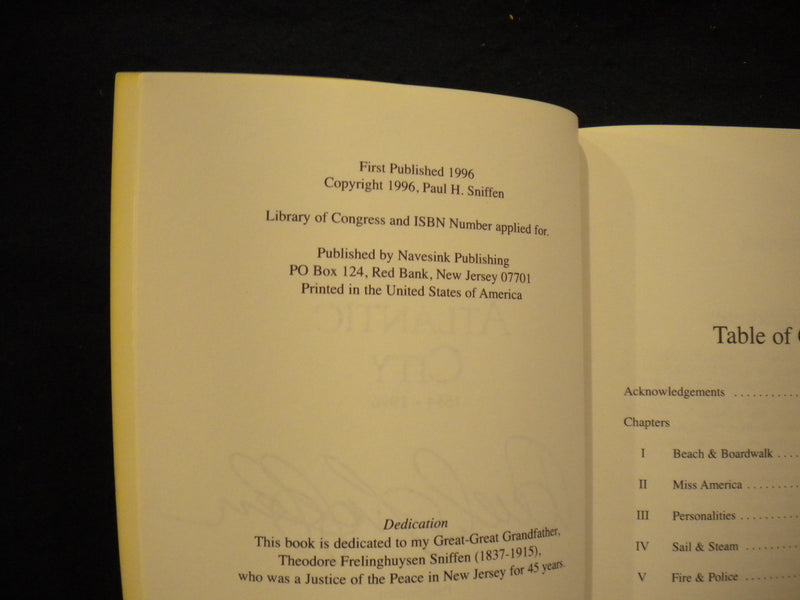 1996 ATLANTIC CITY 1954-1996 SOFTCOVER BOOK - SIGNED BY PAUL SNIFFEN - KD 8062
