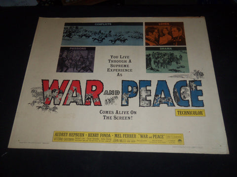 1963 WAR AND PEACE 1/2 SHEET MOVIE POSTER - AUDREY HEPBURN, HENRY FONDA - P 436