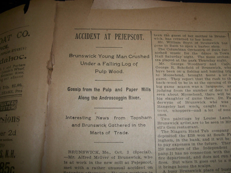 1898 OCT-DEC LEWISTON EVENING JOURNAL NEWSPAPER VOLUME - LEWISTON MAINE - BV 10