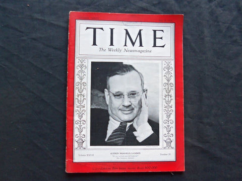 1936 MAY 18 TIME MAGAZINE - GOVERNOR ALFRED LANDON - T 516