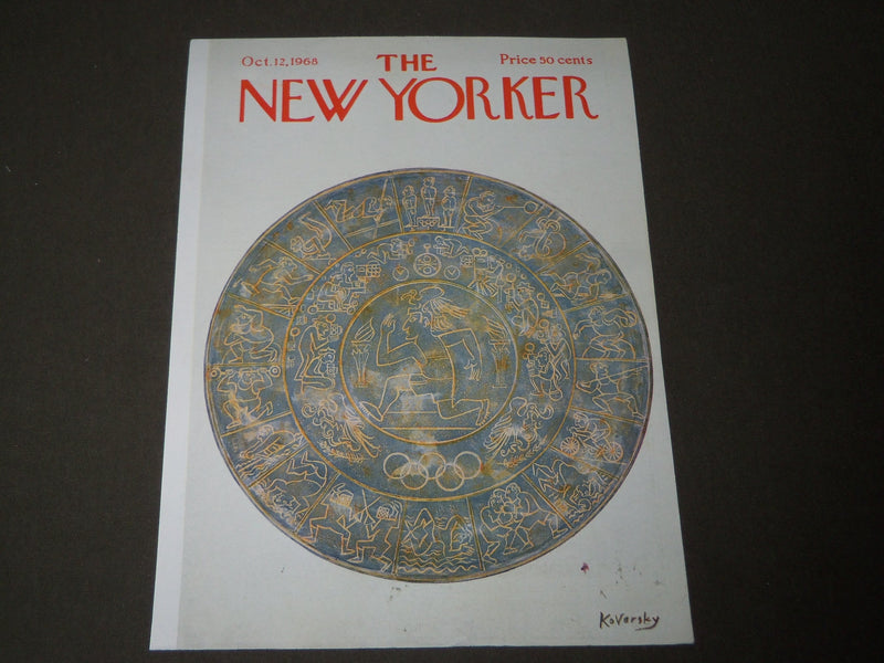1968 OCTOBER 12 NEW YORKER MAGAZINE FRONT COVER ONLY - GREAT ART FOR FRAMING