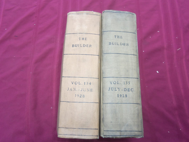 1928 JAN-DEC THE BUILDER U. K. MAGAZINE BOUND VOLUMES - 2 VOLS - FOLD OUTS- C 27