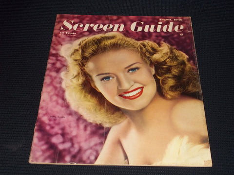 1946 AUGUST SCREEN GUIDE MAGAZINE - BETTY GRABLE FRONT COVER - E 20142