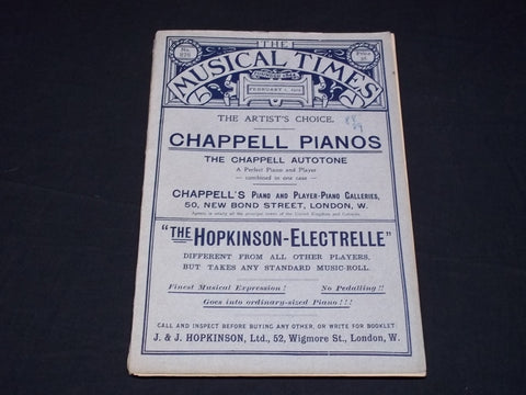1912 FEBRUARY 1 THE MUSICAL TIMES MAGAZINE - CHAPPELL PIANOS - J 5590