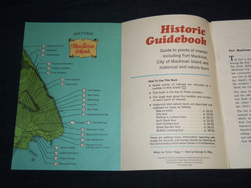 1962 MACKINAC ISLAND HISTORIC GUIDEBOOK - FORT MACKINAC - SOFTCOVER - J 8674