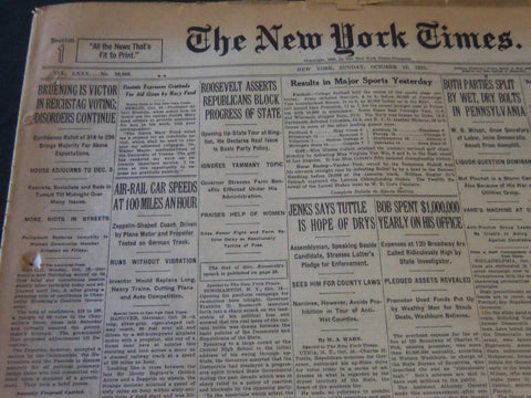 1930 OCTOBER 19 NEW YORK TIMES - BRUENING IS VICTOR IN REICHSTAG VOTING- NT 5746