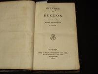 1820-1821 OEUVRES DE DUCLOS FRENCH VOLUMES 1-3 - PARIS - KD 4133