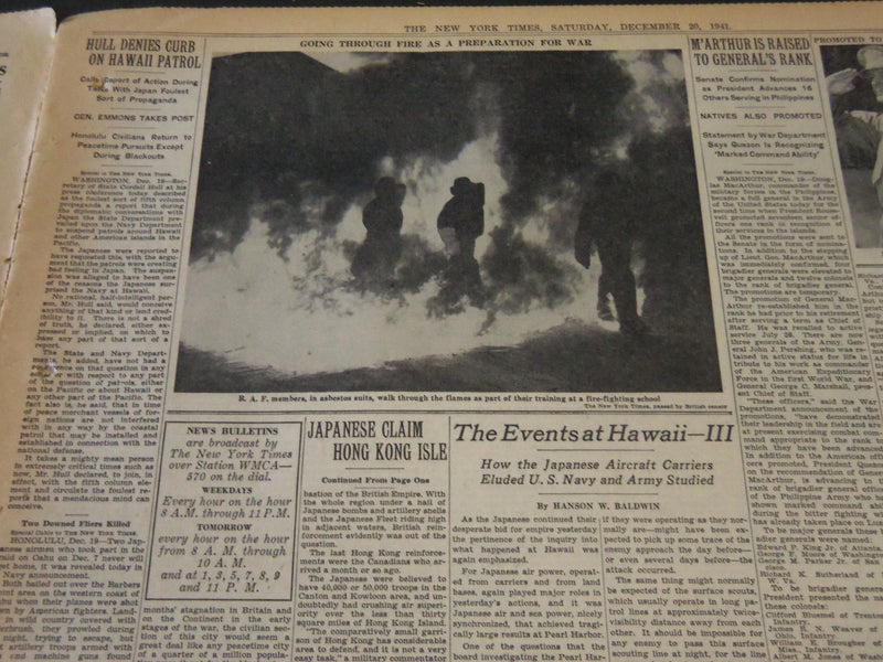 1941 DECEMBER 20 NEW YORK TIMES - BIG JAPANESE FORCE IN MINDANAO - NT 6160