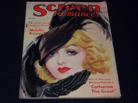 1934 MARCH SCREEN ROMANCES MAGAZINE - MARLENE DIETRICH COVER - E 16584