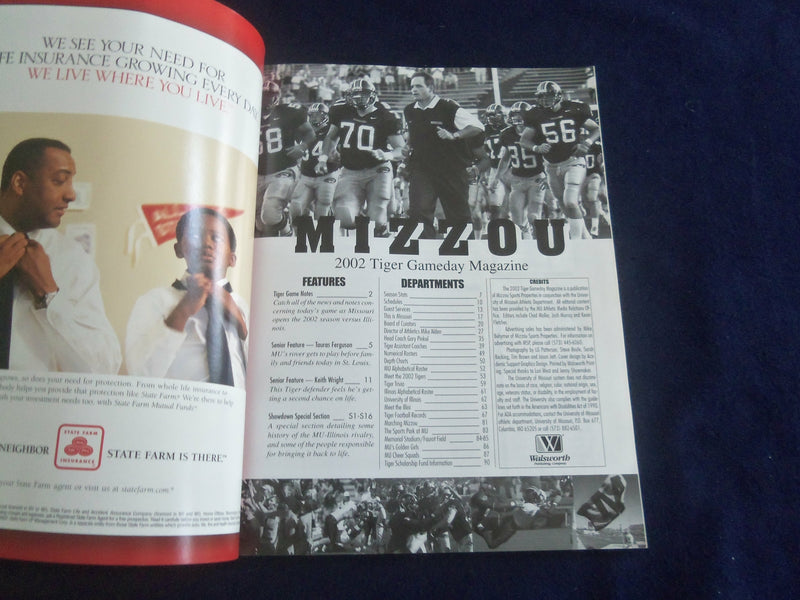 2002 AUG 31 FOOTBALL PROGRAM - UNIV OF MISSOURI VS UNIV OF ILLINOIS - ST 1116H