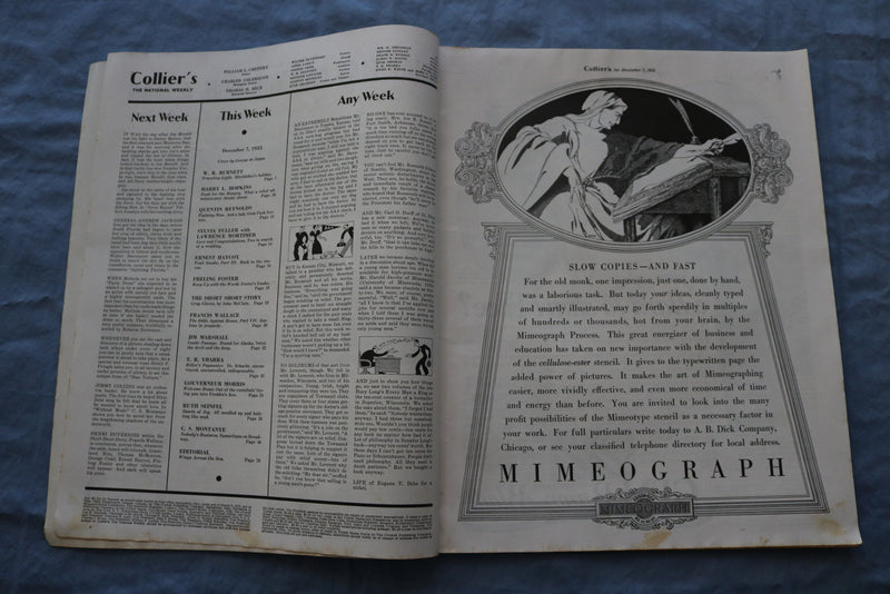 1935 DECEMBER 7 COLLIER'S MAGAZINE- GREAT COVER, STORIES, PHOTOS, ADS - SP 4785A