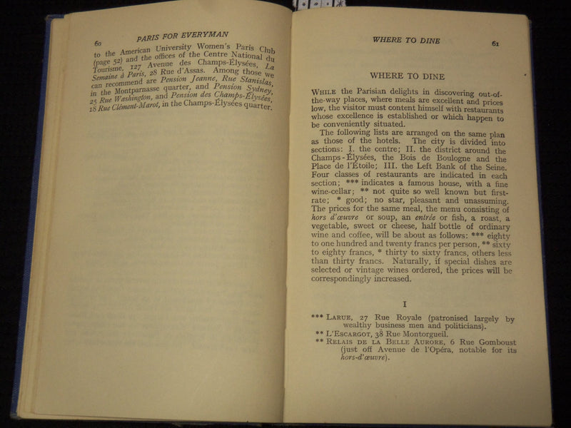 1938 PARIS FOR EVERYMAN BOOK COMPILED BY ARTHUR K. GRIGGS - HARDCOVER - KD 6263C
