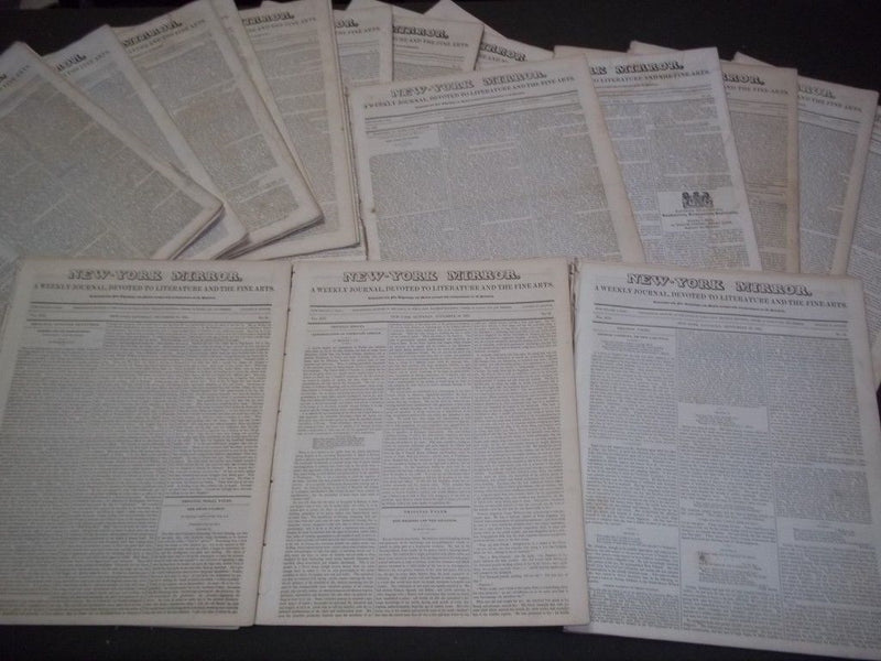 1835 THE NEW-YORK MIRROR NEWSPAPER LOT OF 29 - VOL 12-13- SHEET MUSIC+ - NP 1495