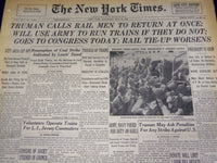 1946 MAY 25 NEW YORK TIMES - TRUMAN CALLS RAIL - MCCARTHY RESIGNS - NT 857