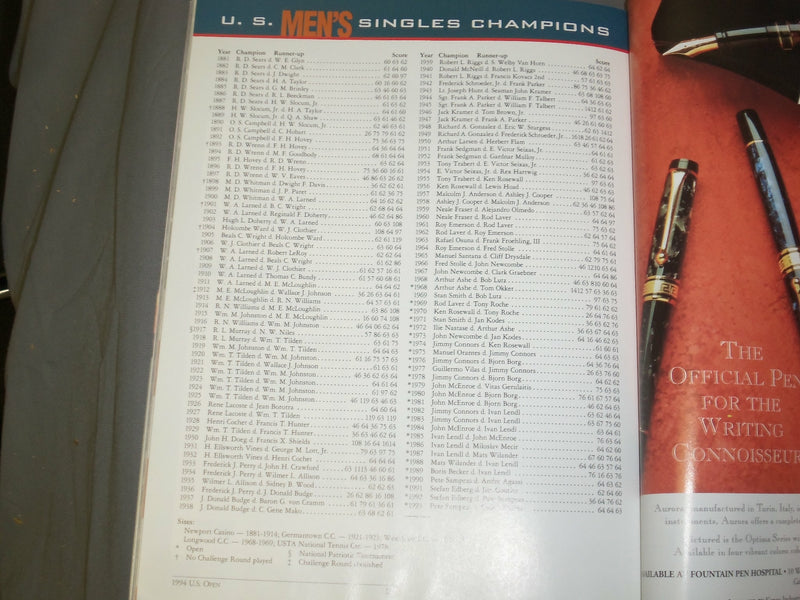 1994 TENNIS CHAMPIONSHIPS MAGAZINE - 1994 U.S. OPEN EDITION - J 4108
