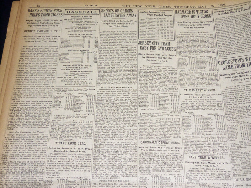 1920 MAY 27 NEW YORK TIMES NEWSPAPER - RODOLFO HERRERA GIVES UP - NT 8681