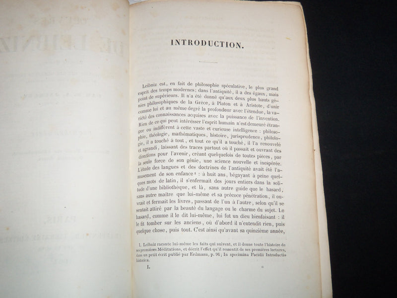 1842 OEUVRES DE LEIBNIZ FRENCH VOLUME BY M. A. JACQUES - PART 1 & 2 - KD 4815H
