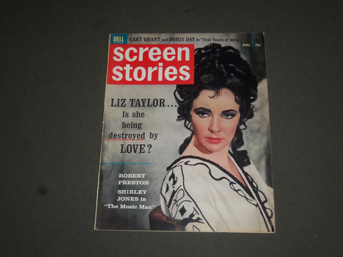 1962 AUGUST SCREEN STORIES MAGAZINE - ELIZABETH TAYLOR COVER - SP 7533